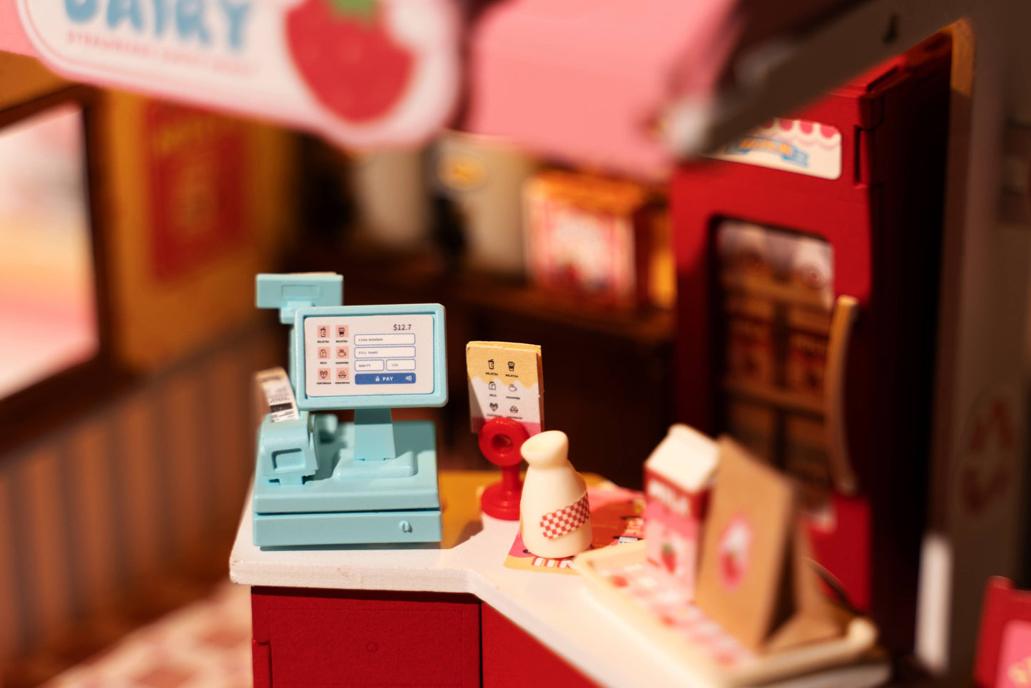 DIY Miniature House Kit: Strawberry Milk Box