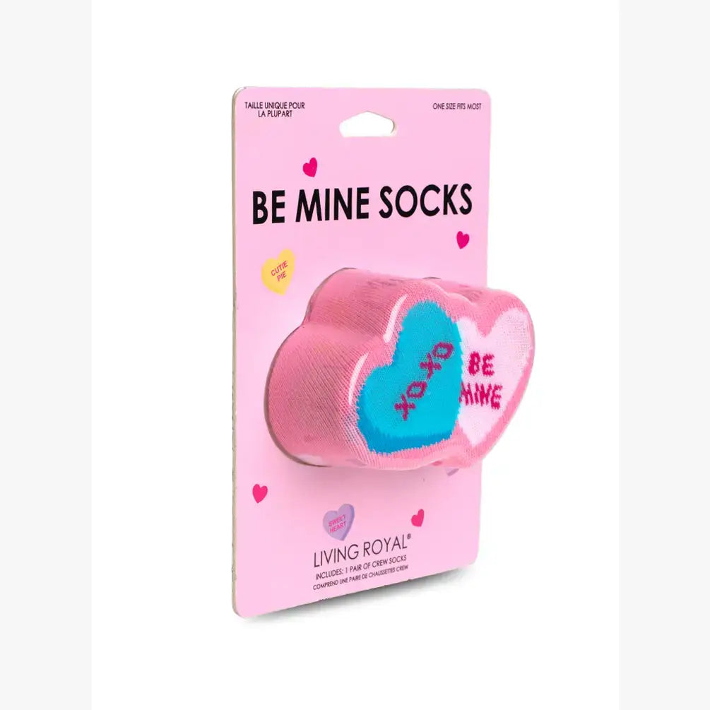 - V-Day Hearts - "Be Mine" - Pink.3D Packaged Crew Socks