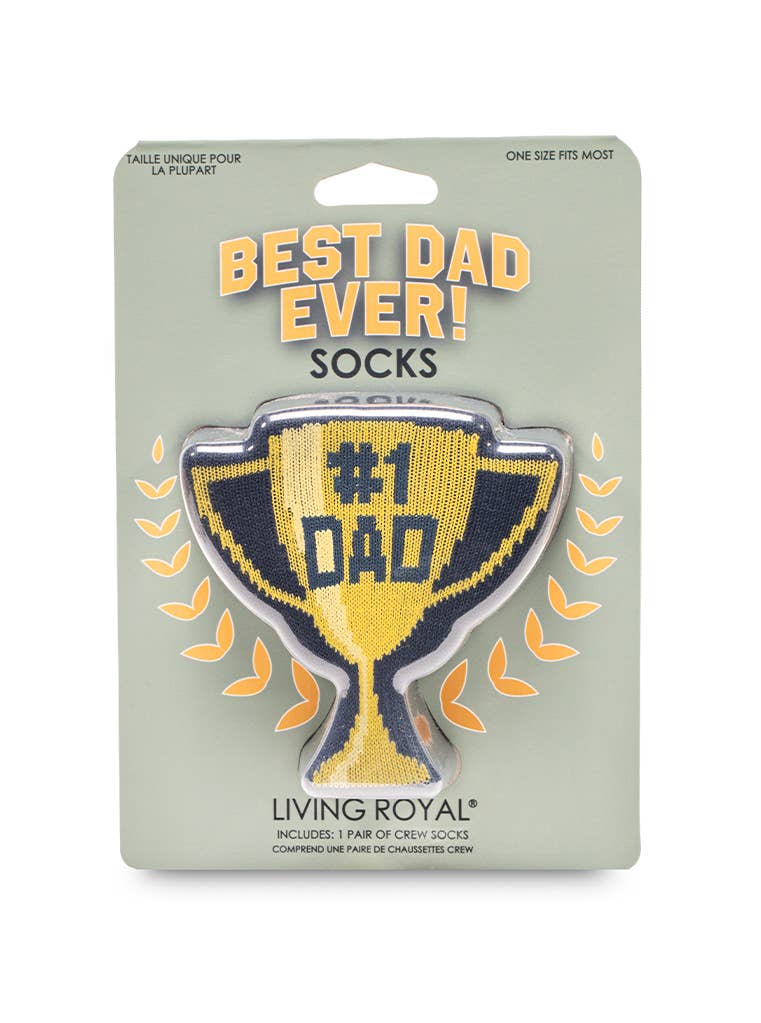 - Trophy - "#1 Dad" - Navy Blue3D Packaged Crew Socks