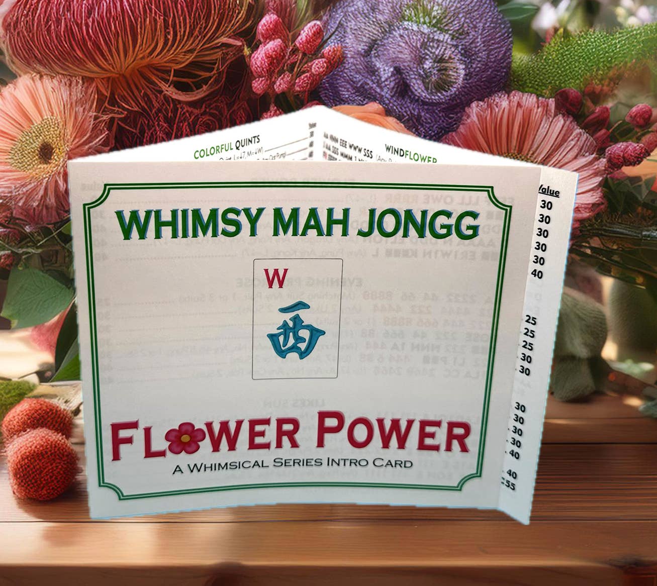 FLOWER POWER Themed Mahjong Play Card