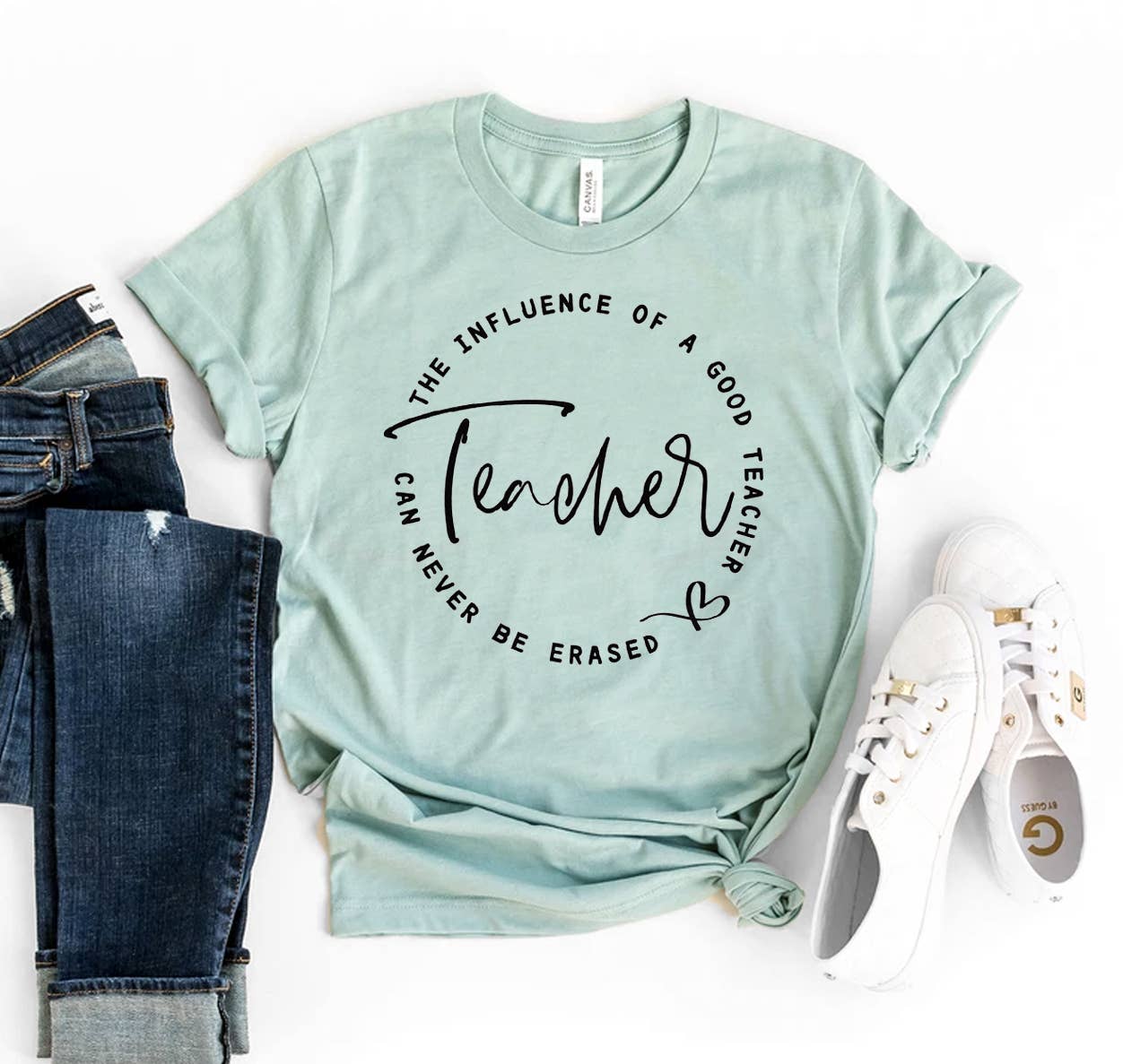 Teacher the Influence  T-shirt  Heather Mint