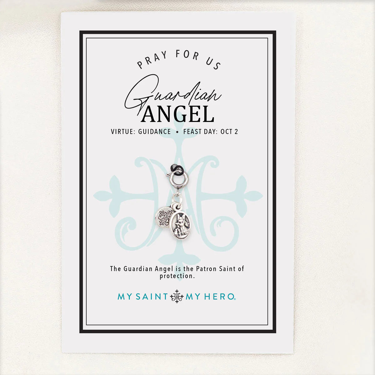 St. Michael & Guardian Angel Charm - Small, Silver
