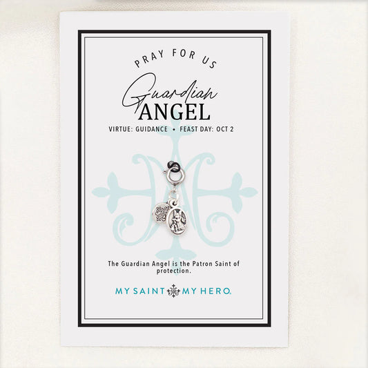 St. Michael & Guardian Angel Charm - Small, Silver