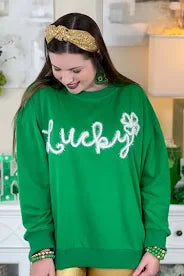 LUCKY - TINSEL LETTERING PULLOVER