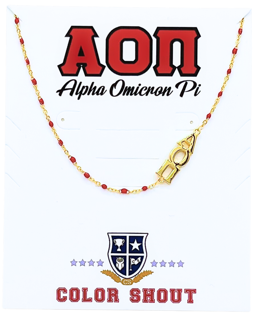 The Alpha Omicron Pi Necklace: Side Set ΑΟΠ Enamel Bead Neck