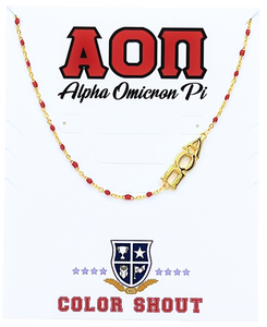 The Alpha Omicron Pi Necklace: Side Set ΑΟΠ Enamel Bead Neck