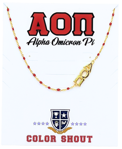 The Alpha Omicron Pi Necklace: Side Set ΑΟΠ Enamel Bead Neck