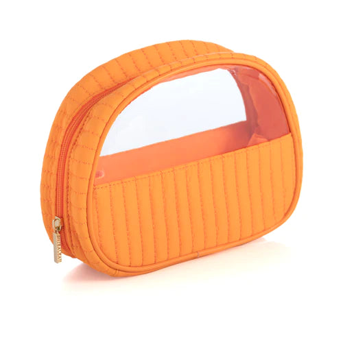 EZRA QUILTED NYLON HALF-MOON COSMETIC POUCH