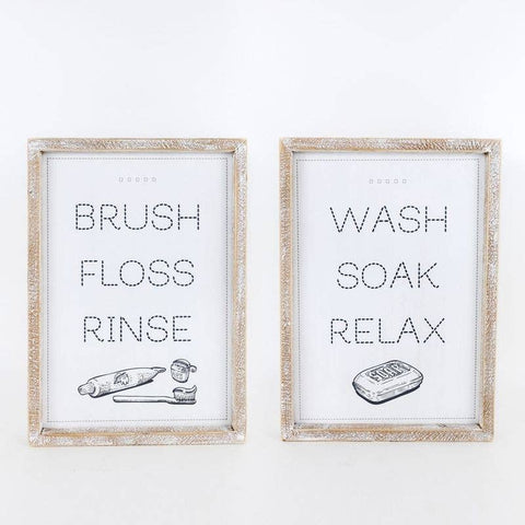 WASH/BRUSH Bathroom Sign