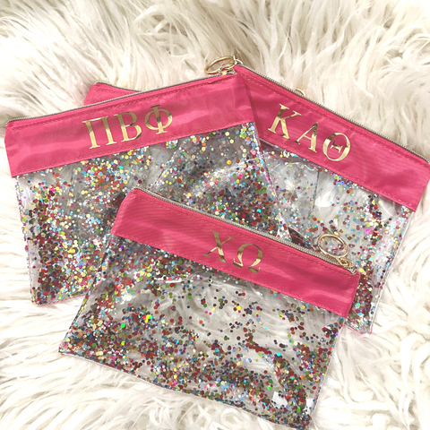 Chi Omega Confetti Pouch Bag