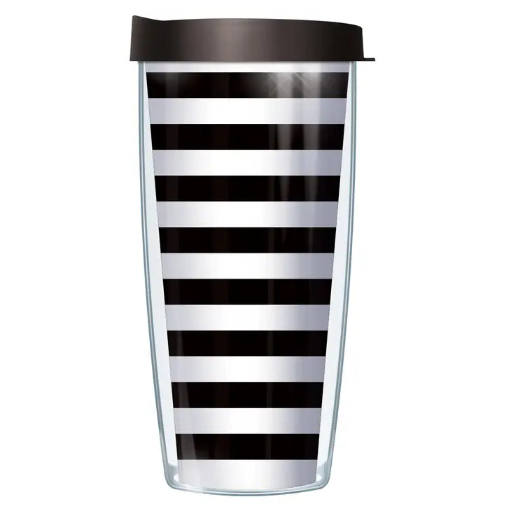 16oz Black White Striped Tumbler