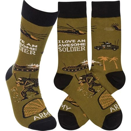 I love  an Awesome Soldier socks