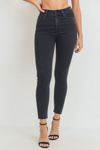 High Rise Scissor Cut Black Skinny Jeans