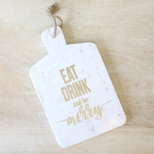 Be Merry Marble Serving Board White and Gold