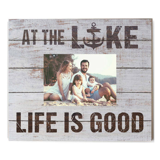 At The Lake Whitewash Slat Picture Frame
