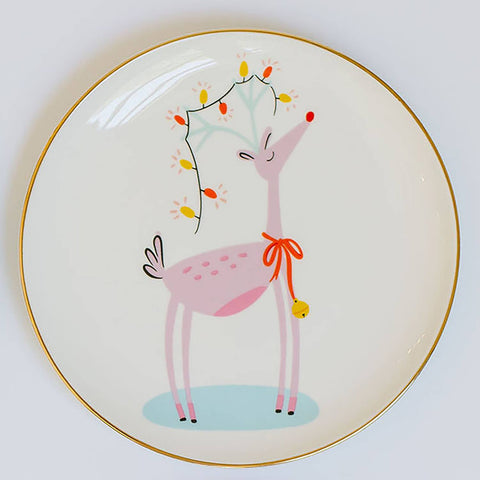 Appetizer Plate Pink Reindeer