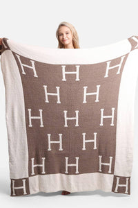 Two-Tone with H Pattern Luxury Soft Throw Blanket