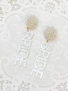 Pearl 'Bride' Acrylic Dangle Earrings