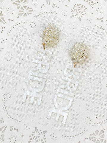 Pearl 'Bride' Acrylic Dangle Earrings