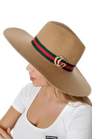 STRAW FEDORA HAT - Khaki