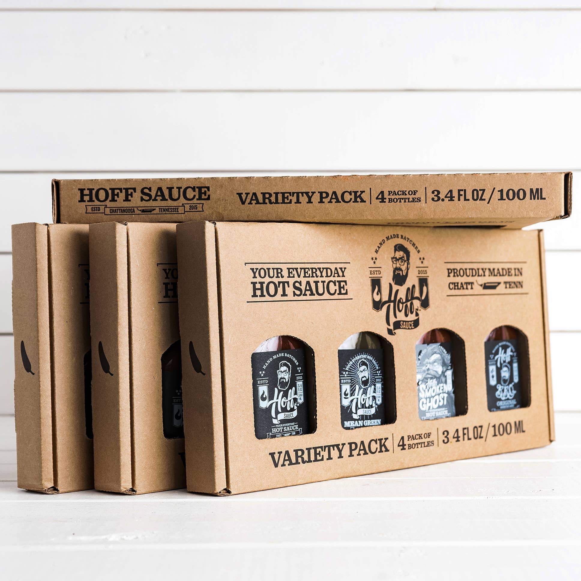Mini Flask Gift Box -  Hoff's 4-pack Variety - 3.4oz/ea