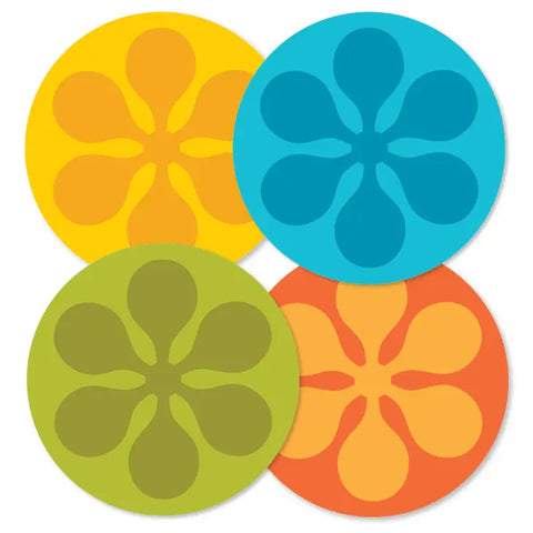 Modfest Flower Mixed Vinyl Coaster Assorted Set of 8