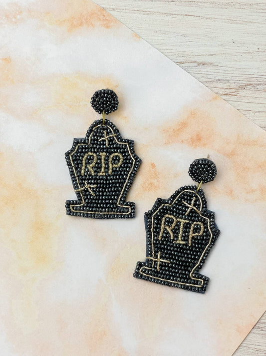 Gravestone Beaded Dangle Earrings