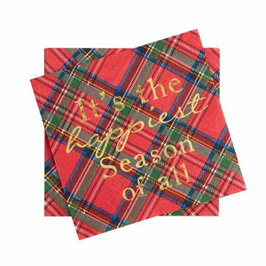 Red Tartan Paper Napkins It's the Happiest Season of All