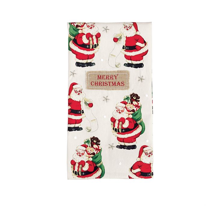 Santa Embellished Towel "Merry Christmas"