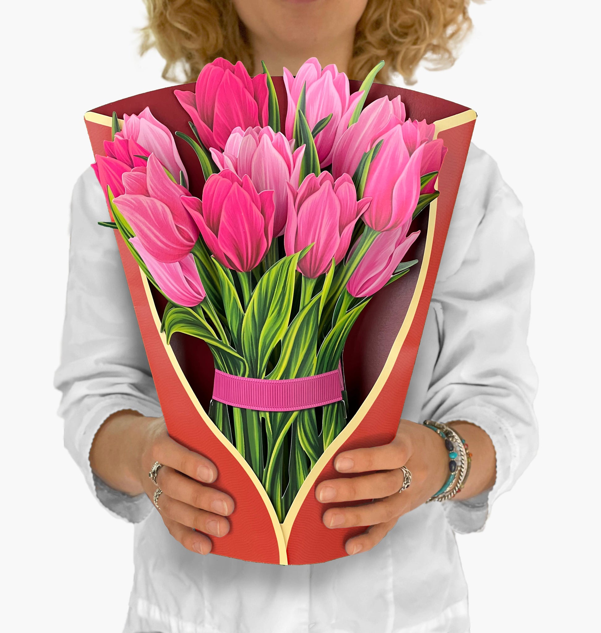 Pink Tulips (8 Pop-up Greeting Cards)