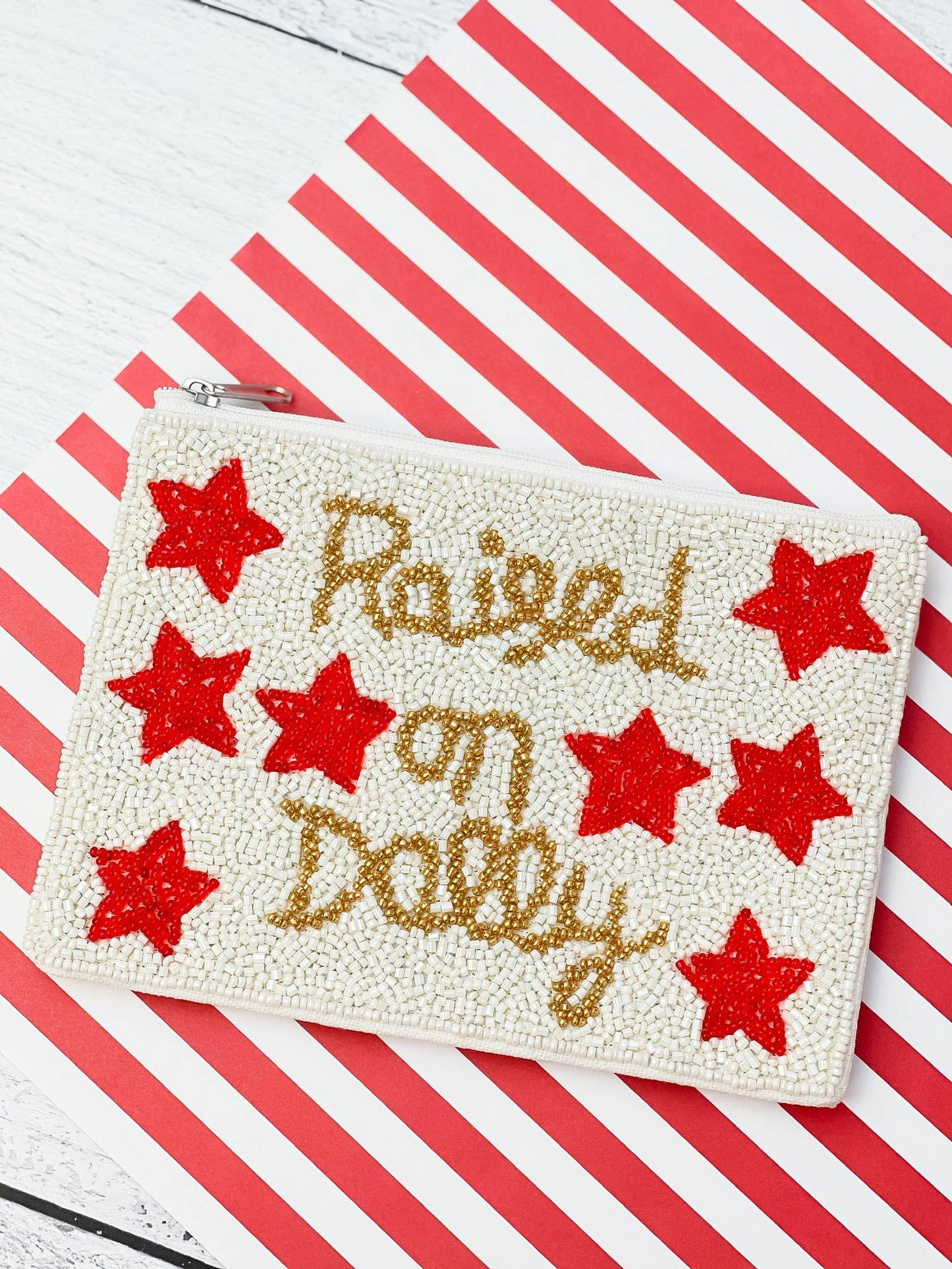 Raised On Dolly Beaded Zip Pouch