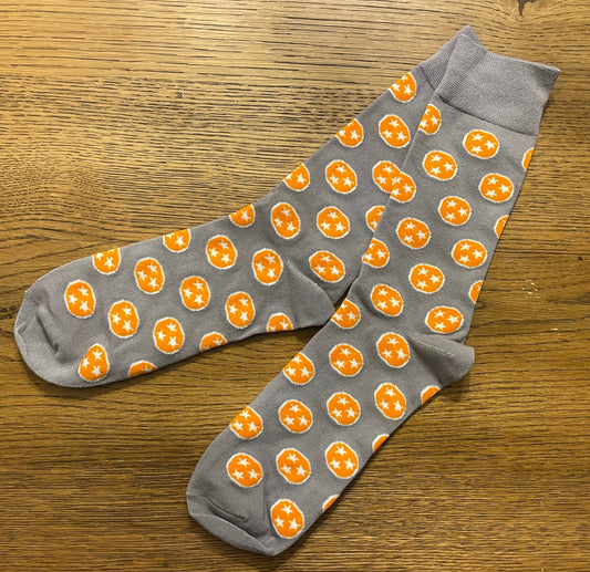 Dark Grey and Orange Tennessee Tri-Star Socks