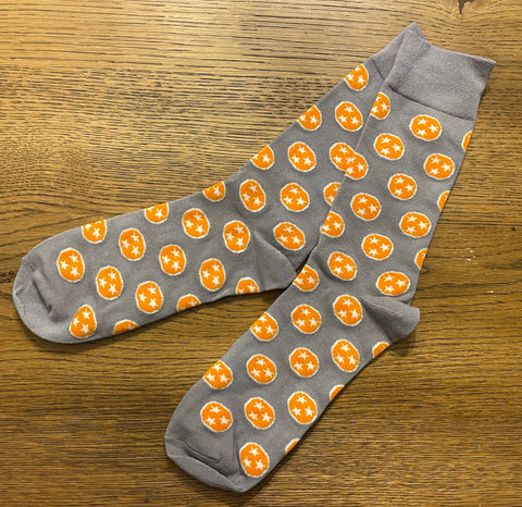 Dark Grey and Orange Tennessee Tri-Star Socks