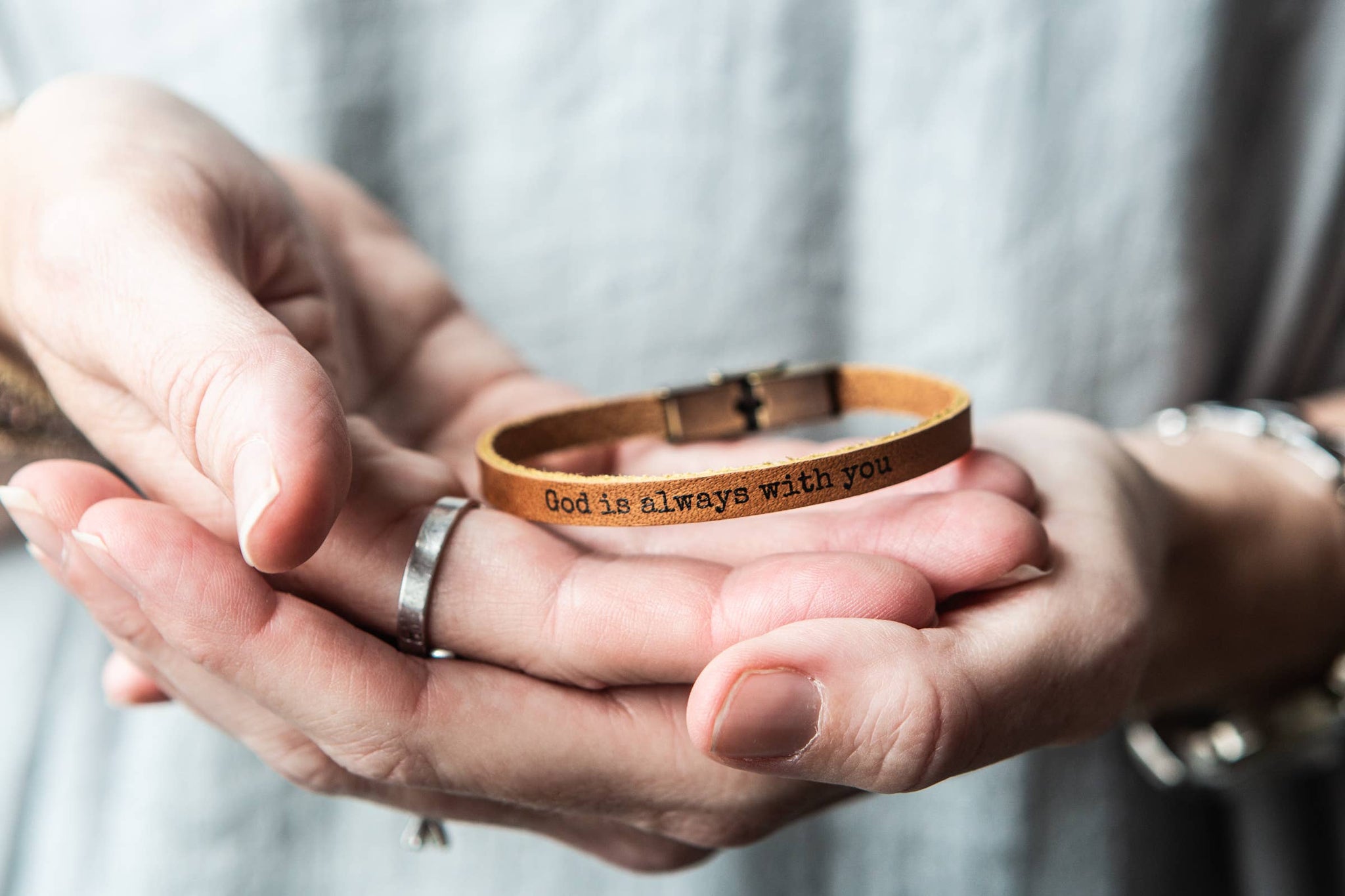 God is always with you leather bracelet