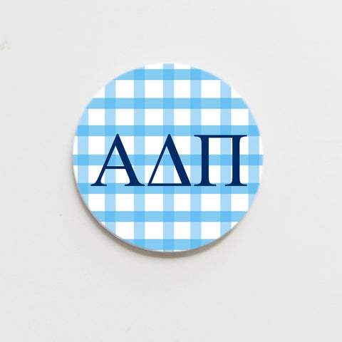 Alpha Delta Pi Gingham Greek  Button - 3.00 inch