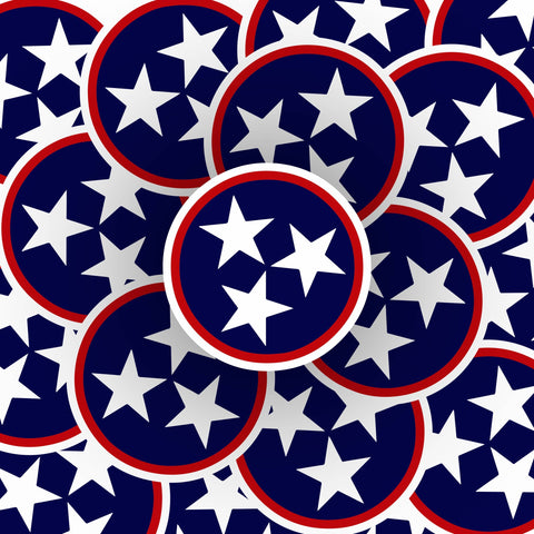 Blue Red Tennessee Tri Star Sticker