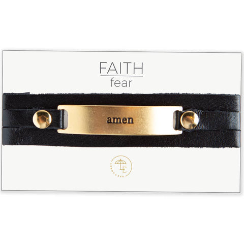 Faith Over Fear Wrap Bracelet, Amen - Gold