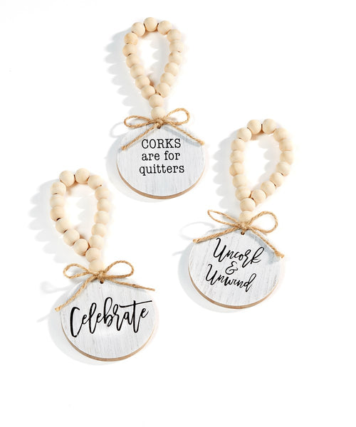 Wine Tags with Beads, Rope