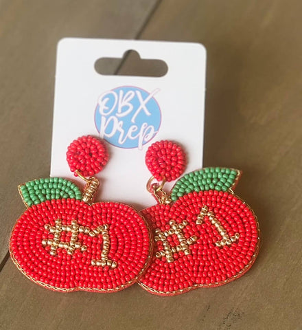 Apple #1 Seed Beaded Drop Earrings