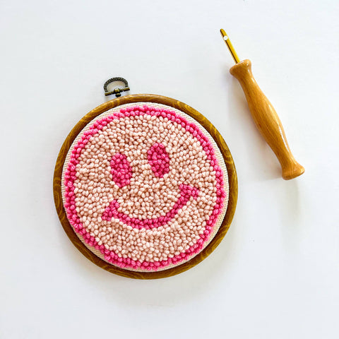 Pink Smiley Punch Needle Kit