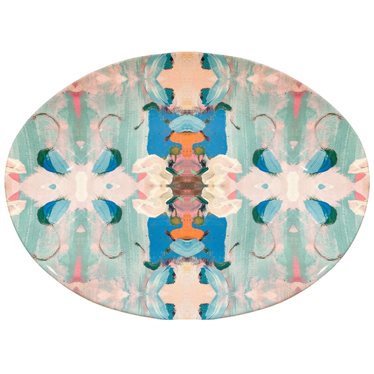 Monet's Garden Blue Melamine Platter: 19" Melamine Platter