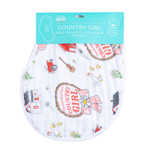 Country Girl 2 in 1 Burp Cloth and Bib Combo