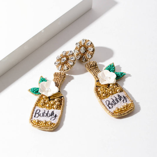 BUBBLY Champagne Seed Beaded Earrings