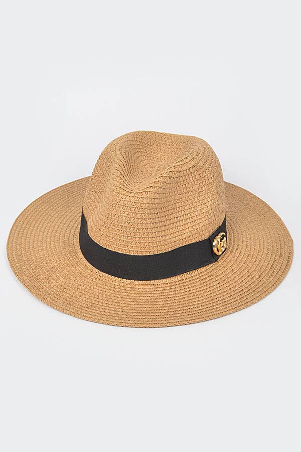 Straw Gold Metal Fedora Hat