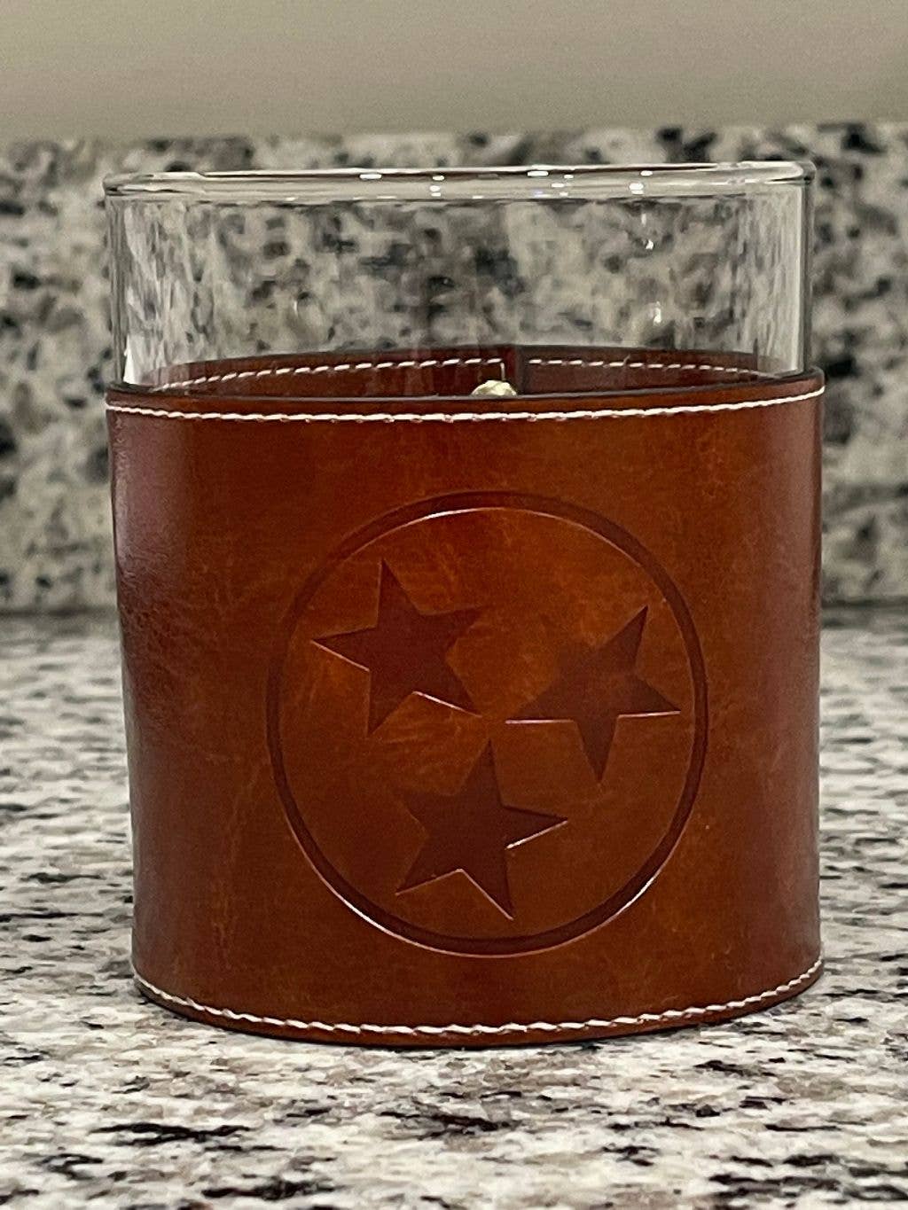 Tennessee Tri-Star Leather Rocks Glass