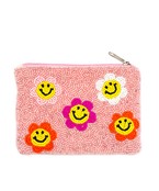 Smiley Flower Beaded Pouch