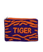 Tiger Beaded Zip Pouch
