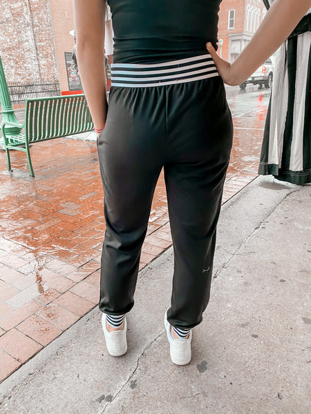 Black Joggers with Striped Waistband