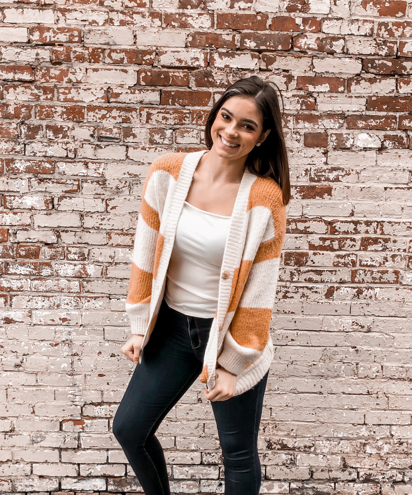 Orange and White Cardigan