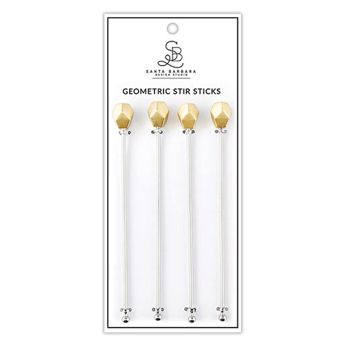 Geometric Stir Sticks - Gold 4 pk